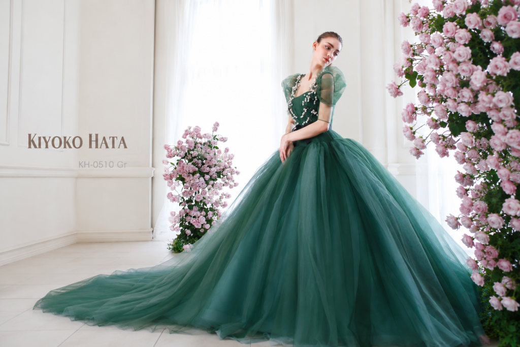 KIYOKO HATA Pure KH-0510 GR モスグリーンカラードレス